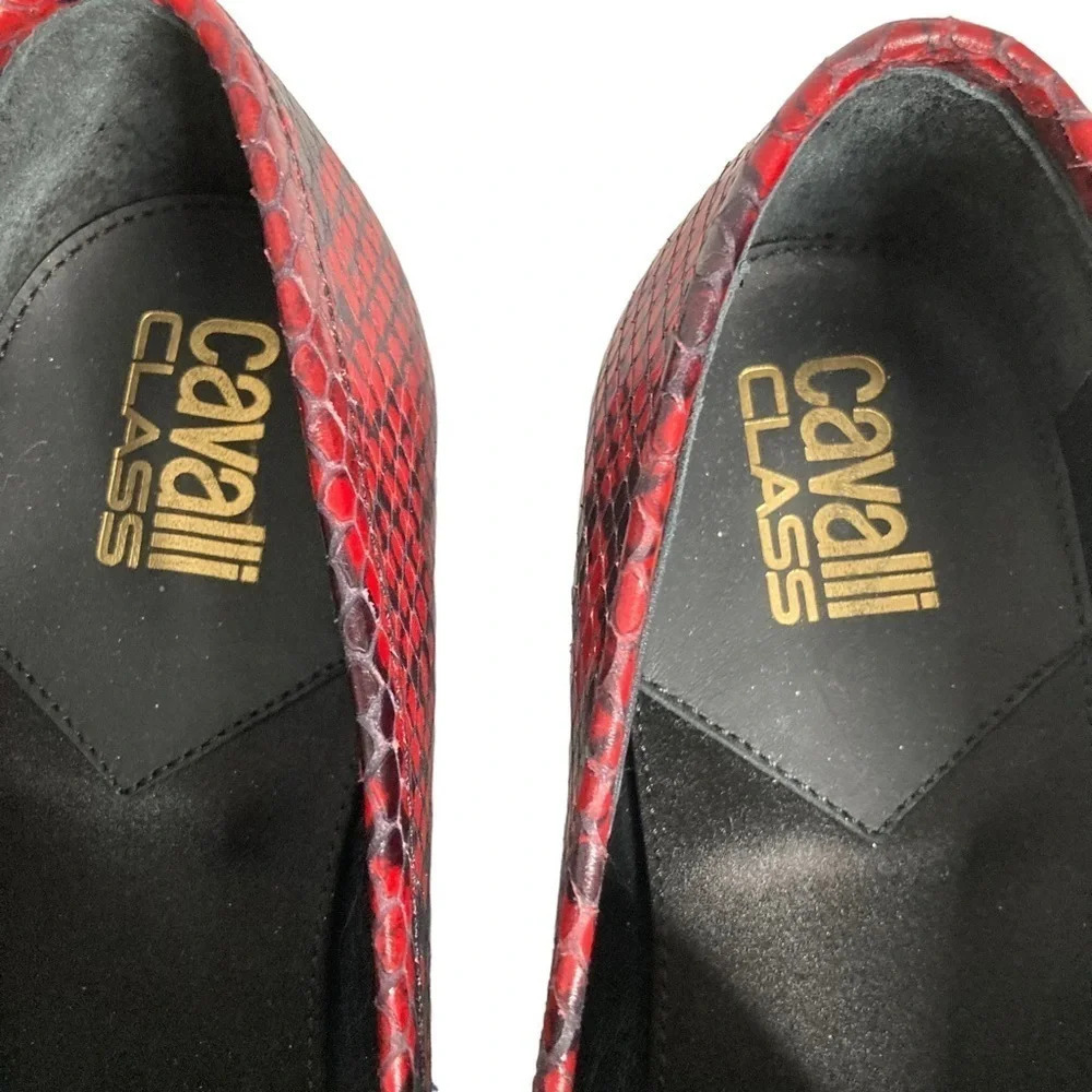 NWOT Roberto Cavalli Snakeskin Embossed Horsebit Leather Loafer Sz: 39 EU - Picture 4 of 10